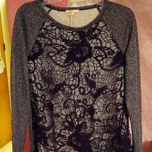 Womans Fancy Sweater / Sweat Top size Small Lots of Fun Details Lace!